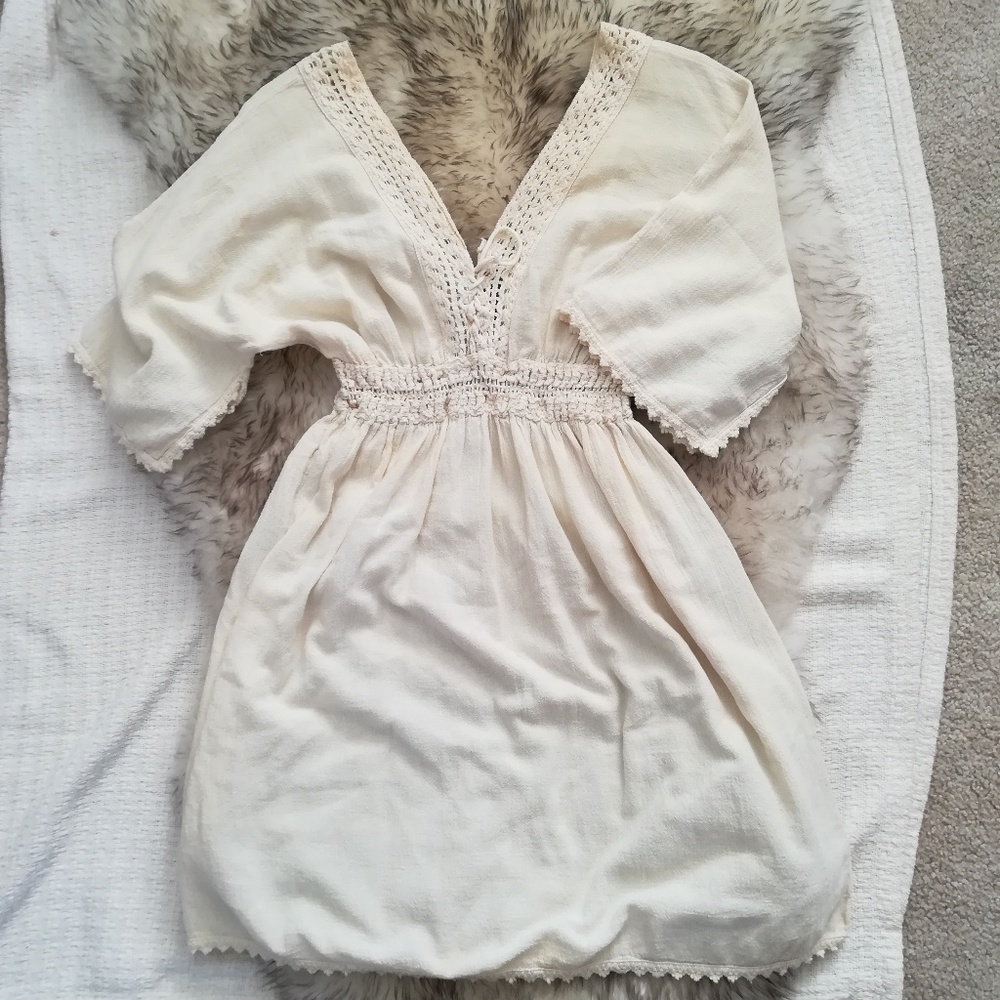 Cream Cotton Peasant Dress/Tunic